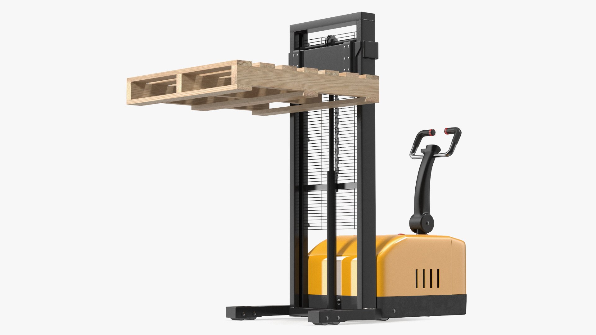 Yellow Pallet Stacker with Wooden Pallet 3D model preview