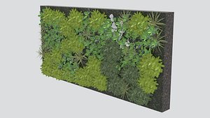Dense Green Plant Wall Panel 96 3D Model