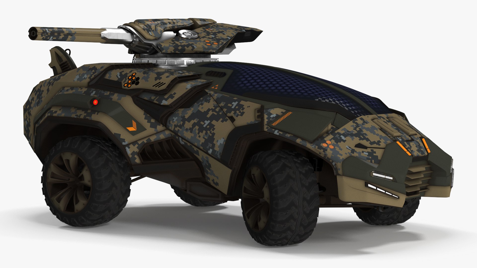 Futuristic Military Vehicle Rigged for Cinema 4D 3D model preview