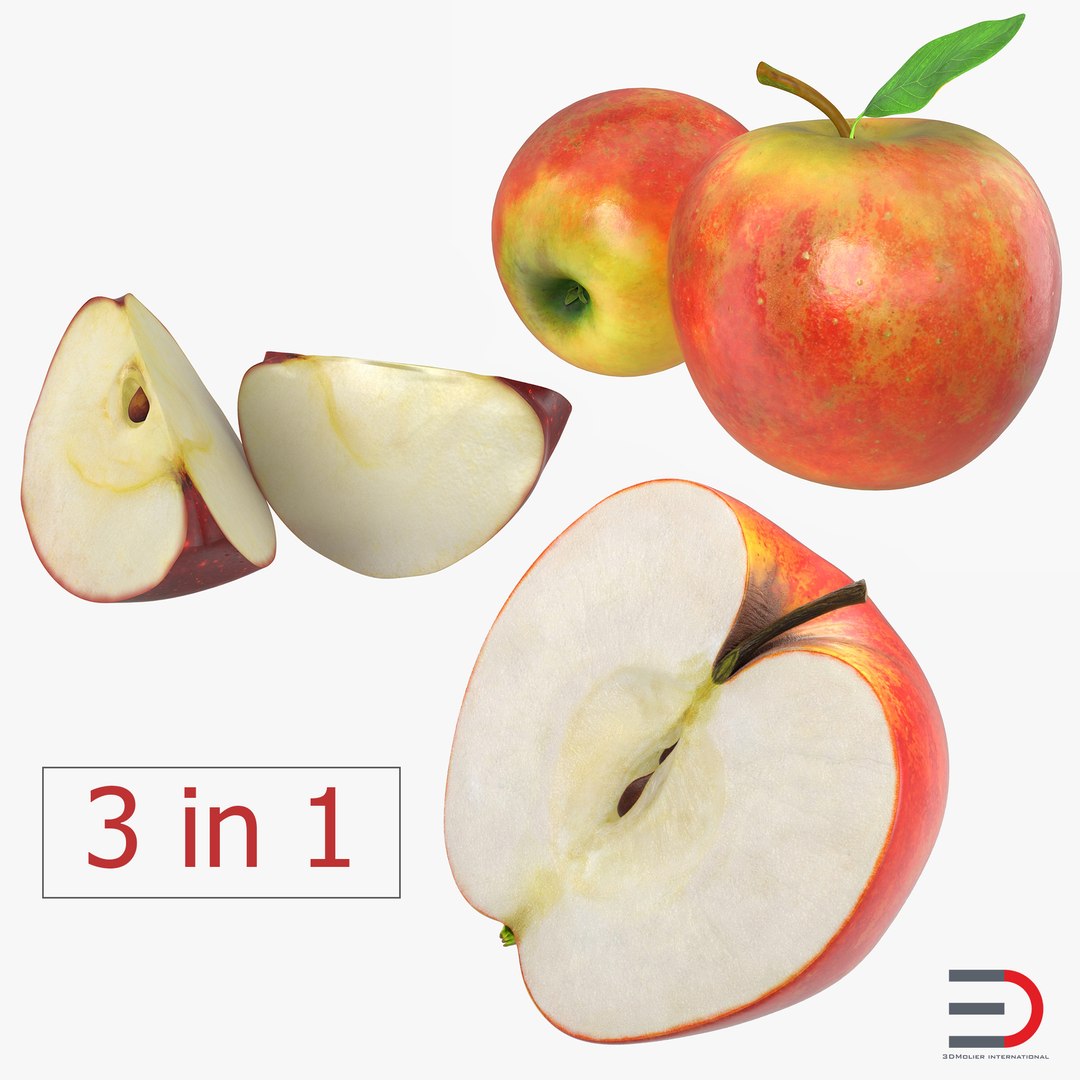 Apple Fruit Collection 2 3D model preview