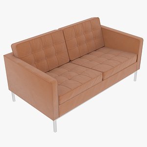 Knoll Florence Orange Fabric Two Seat Sofa