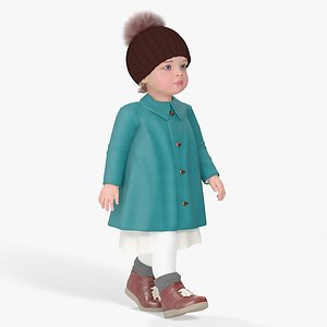 Little Girl Everyday Autumn Style Fur Rigged 3D