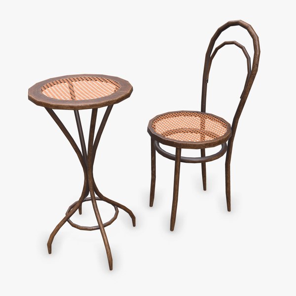 Cafe Table And Chair Lowpoly PBR 3D model TurboSquid 2038066