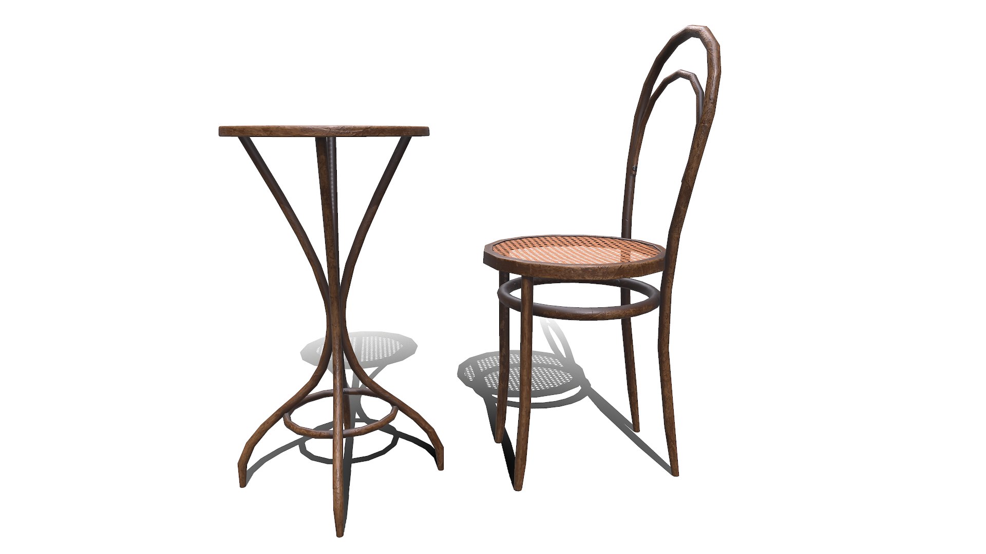 Old Cafe Table And Chair Lowpoly PBR 3D Model TurboSquid 2038066
