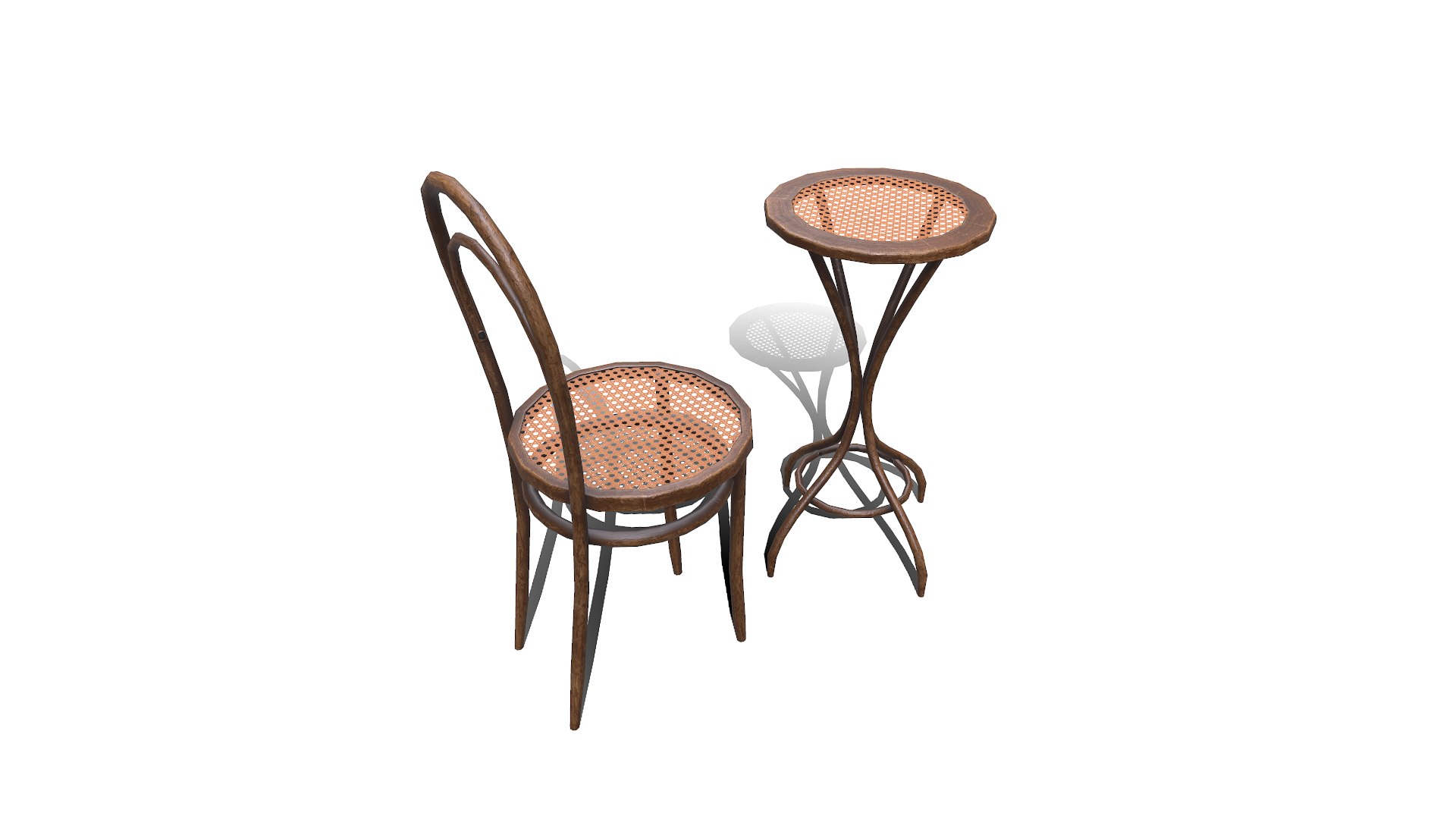 Old Cafe Table And Chair Lowpoly PBR 3D Model TurboSquid 2038066