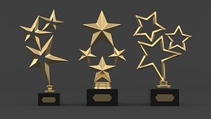 3D Gold Trophy Cups model