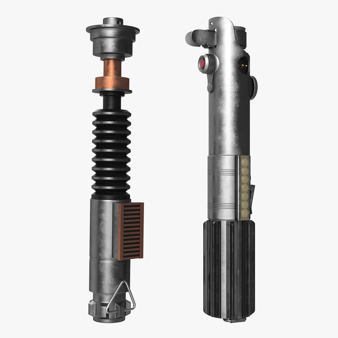 Luke Skywalker Used Lightsabers Collection 3D model preview