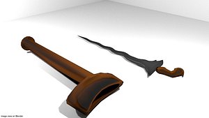 keris bugis 3d obj