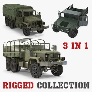 3D military cargo vehicles rigged