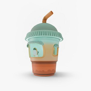 3D Low Poly Market Stall Kiosk Ice Cup