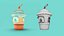 Low-Poly-Marktstand-Kiosk-Eisbecher