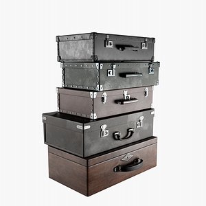 Vintage Suitcases set 3D model