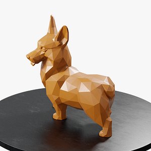 Corgi Dog Low Poly Brave 3D model