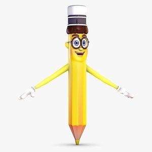 cartoon pencil with face