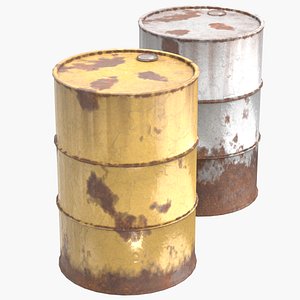 3D model Collection - Oil Barrel White and Yellow