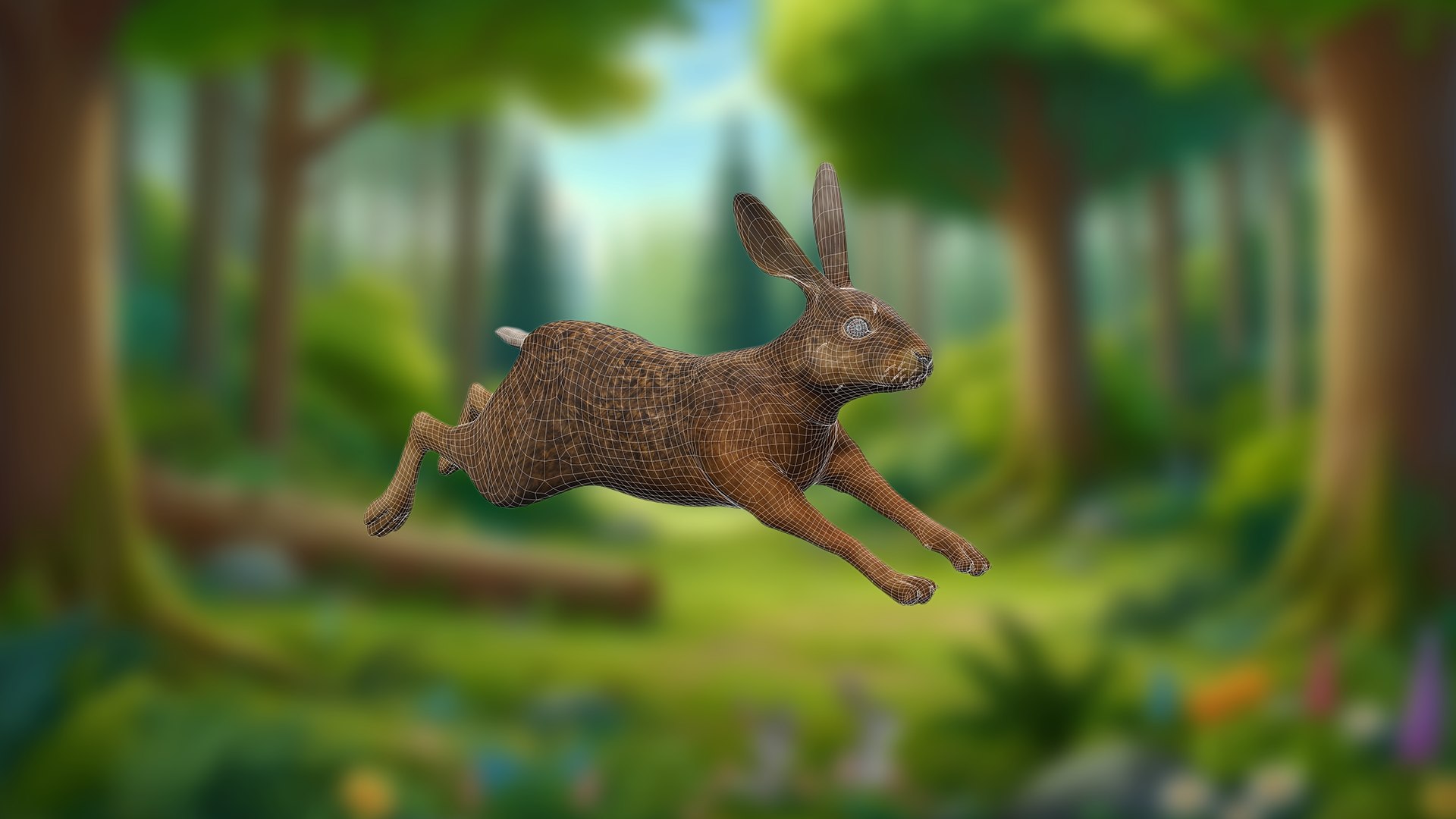 3D Bouncy Bunny 3D Rabbit Model Realistic Hare Toon Low-poly 3D Model ...
