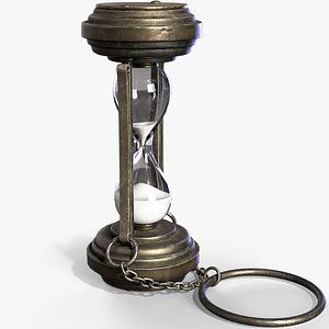 3D model Worn antique hourglass on chain