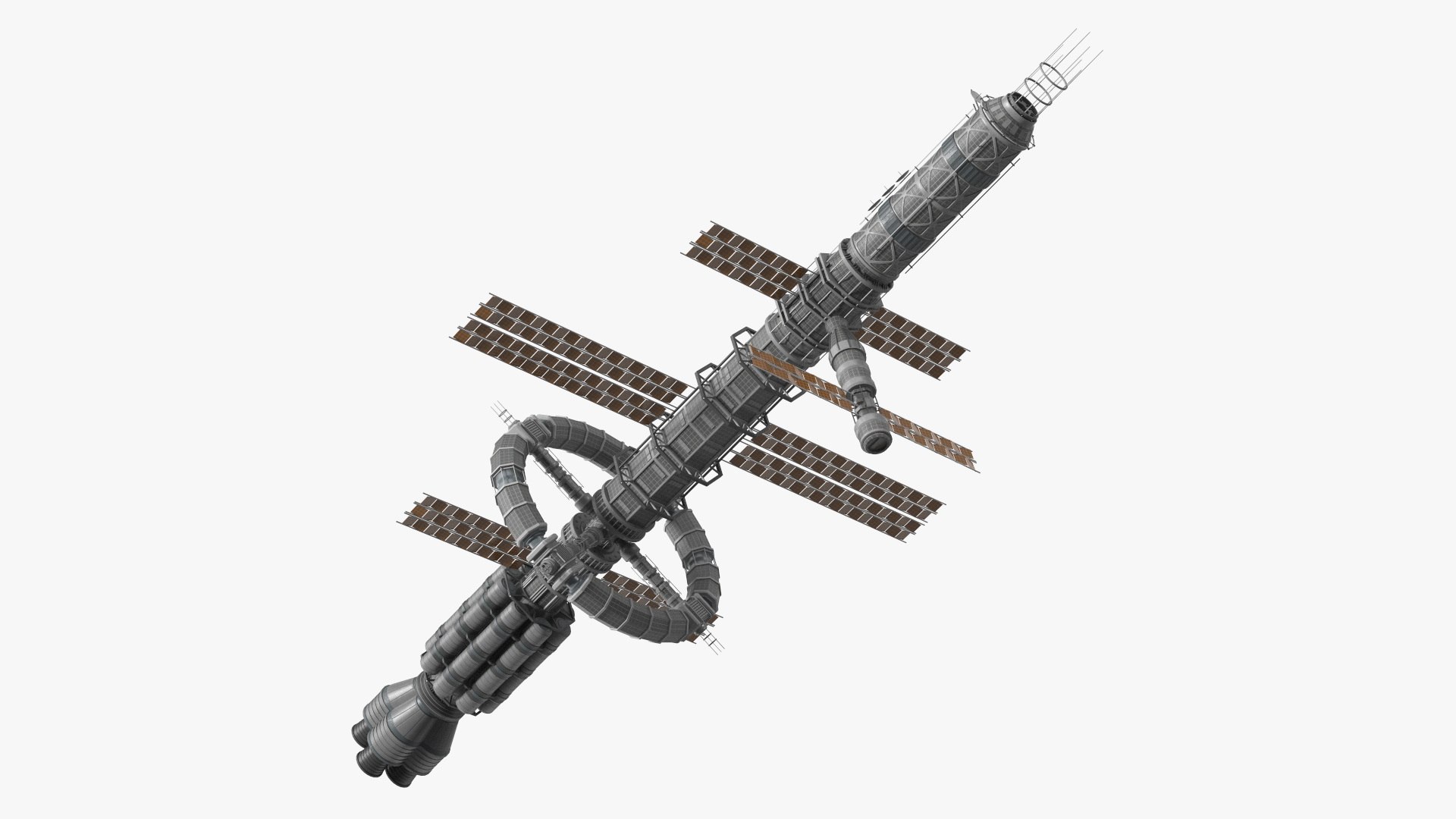 Spaceship Space Station Gray 3D model preview