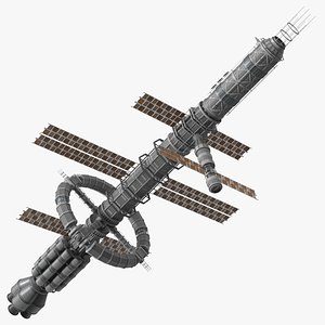 3D model Spaceship Space Station Gray