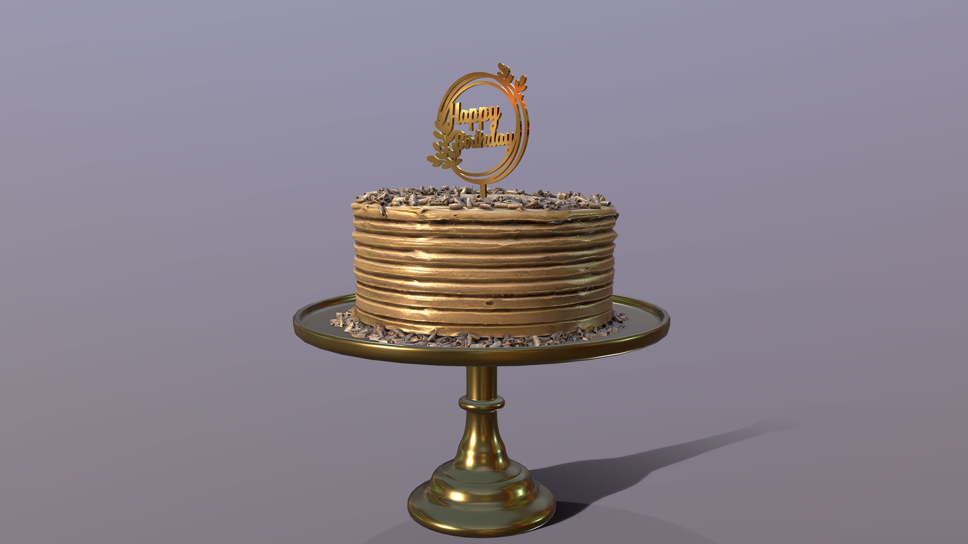 Elegant Golden Birthday Cake 3D Model - TurboSquid 2003248