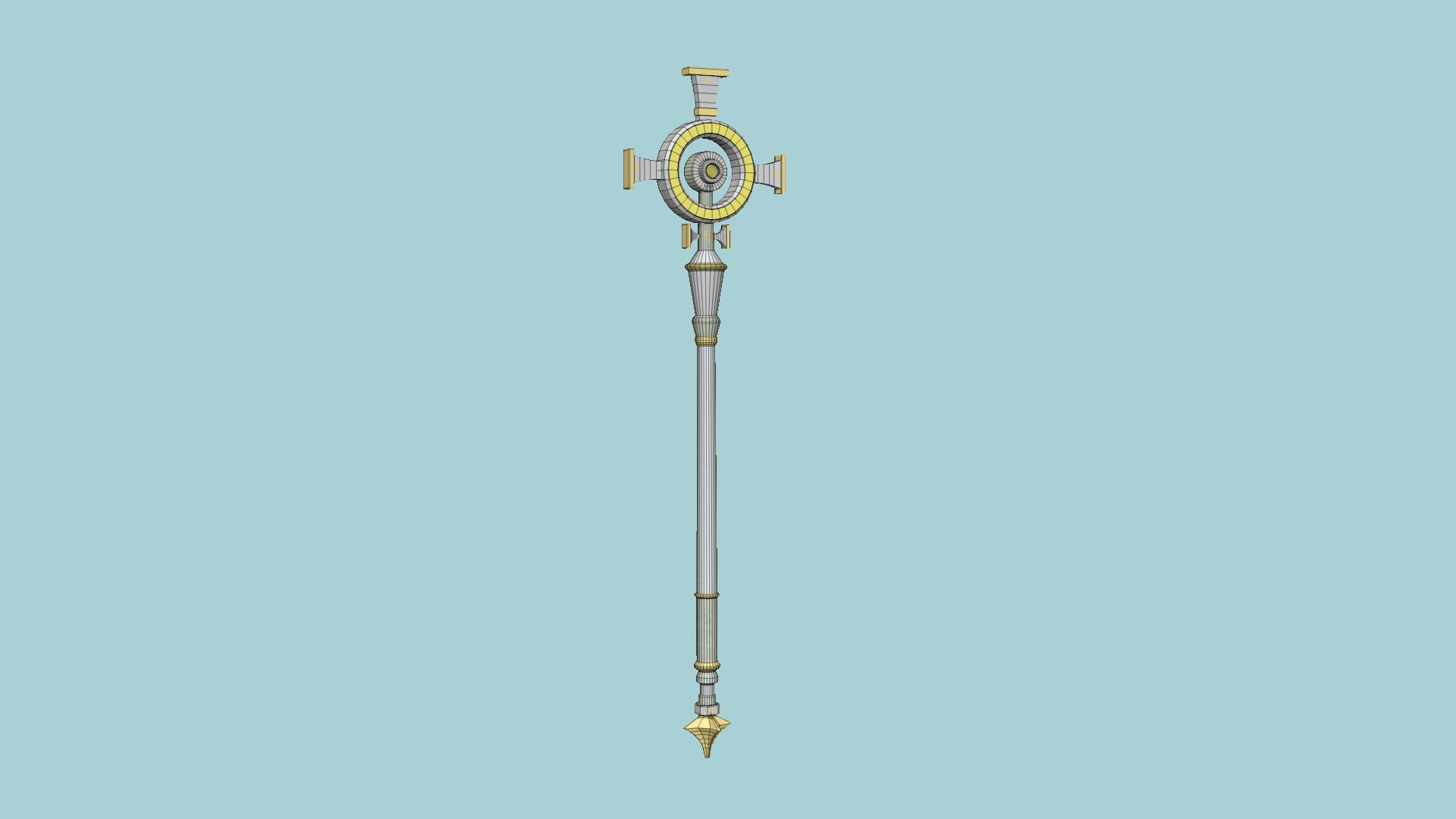 3D Healer Mage Staff 01 Gold Holy - Medieval Fantasy Weapon ...