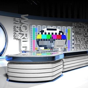 virtual tv studio set 3d model