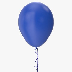 3D Blue Balloon with Ribbon model