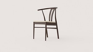 Dark Wood Wishbone Dining Chair with Woven Seat