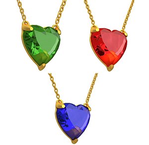 GEMSTONE HEART PENDANT Collection 3D model