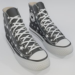 Basketball Leather Shoes Converse All star Black Stars and Snowflakes model