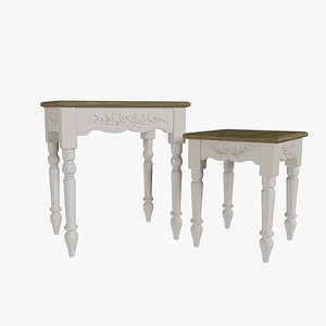 Set of 2 side tables Marseille New Antique 3D