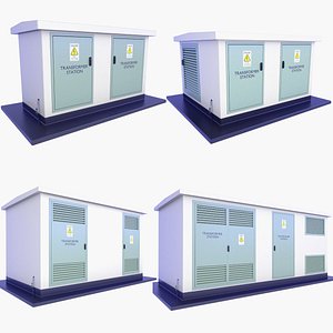 4 Power Transformer Substation Buildings SET v14 3D