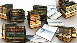 Old historical books PBR low-poly
