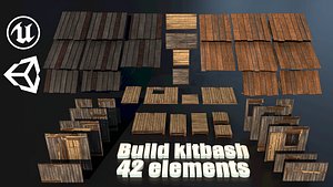 Wood Build Construct Collection - Modular Game ready props