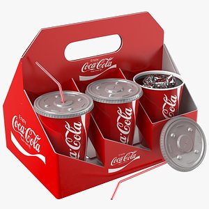 Coca Tray With Soa Cups 3D model