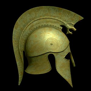 3d greek corinthian helmet spears model
