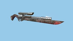 3D Sniper Gunblade 02 Dirt Blood - Character SciFi Design model