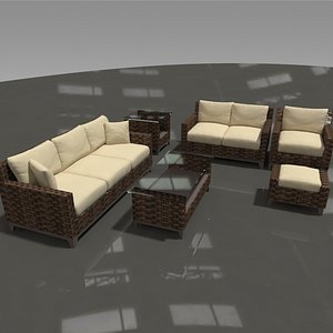 Rattan Outdoor Patio Furniture Set 3D Model