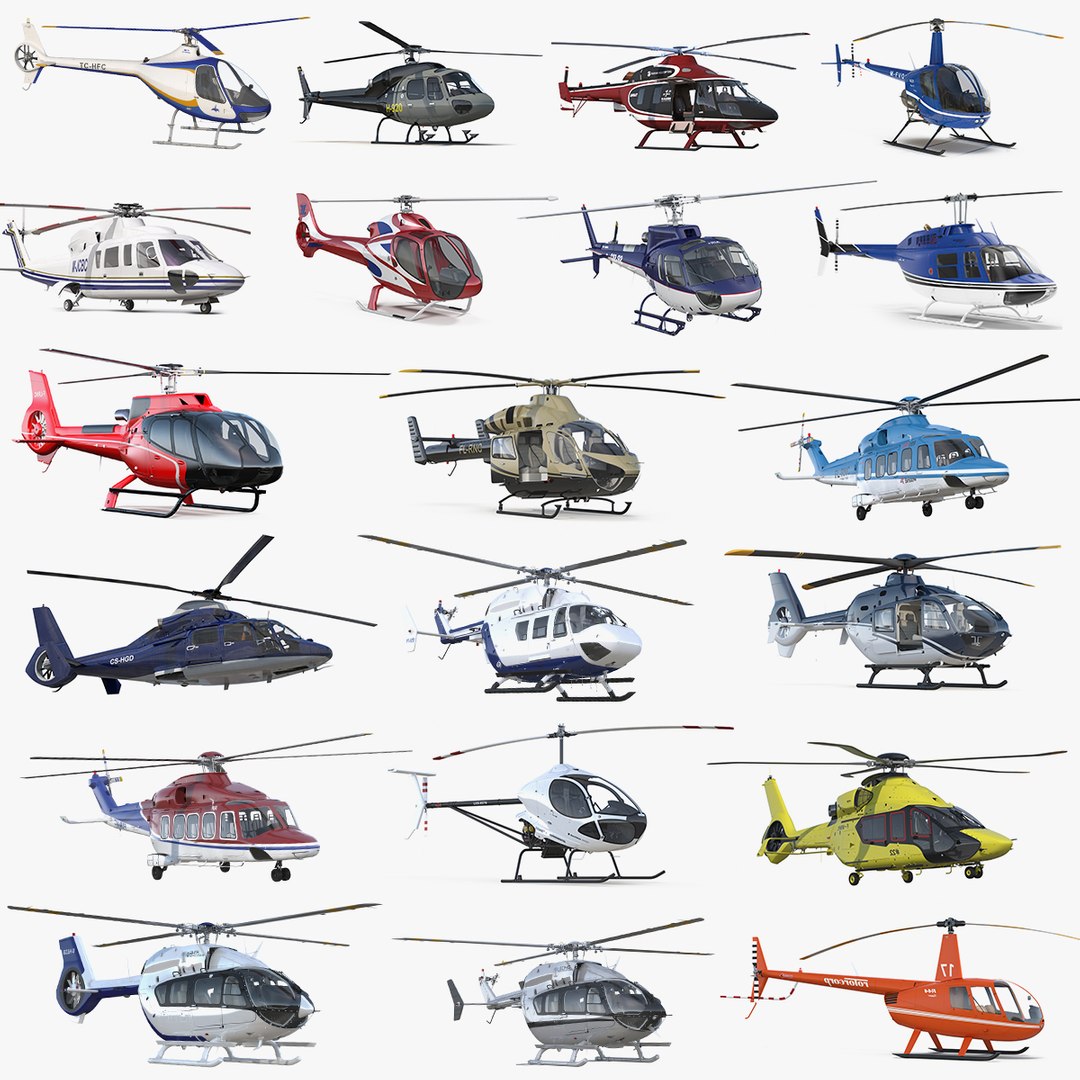 Private Helicopters Big Collection 3D model preview