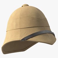 19th Century Military Pith Helmet Beige Brim Strap