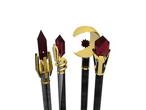 3d magic staff set model
