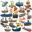 Hand-Painted Ships &amp; Fantasy Vehicles Mega Pack – 39 Models