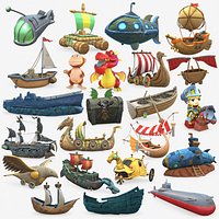 Hand-Painted Ships &amp; Fantasy Vehicles Mega Pack – 39 Models