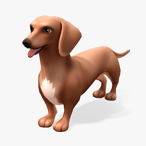 cartoon animals dachshund 3d model