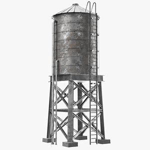 Detailed Rusted Water Tank 3D