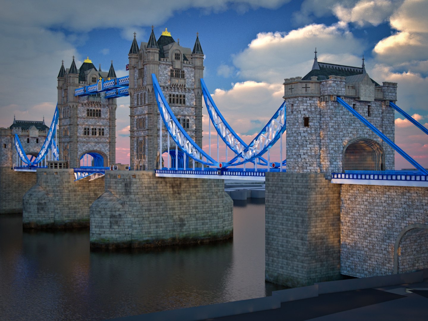 London Tower Bridge Modelled 3d C4d