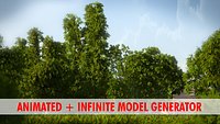 Bamboo Plant tree Animated with grass