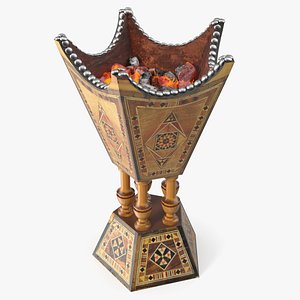 Traditional Mabkhara Incense Burner with Hot Charcoal