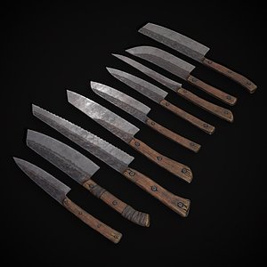Household Knives Set 3D model