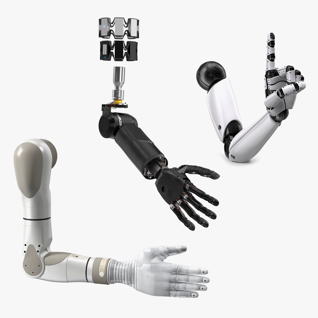 Rigged Mechanical Hands Collection 3D model preview